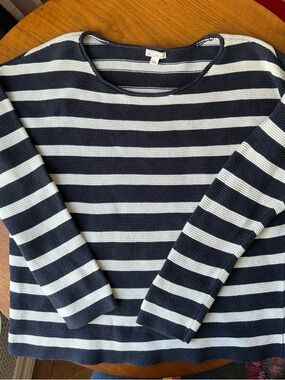 GAP 100% Cotton Navy and White Stripe Oversized Sweater Large